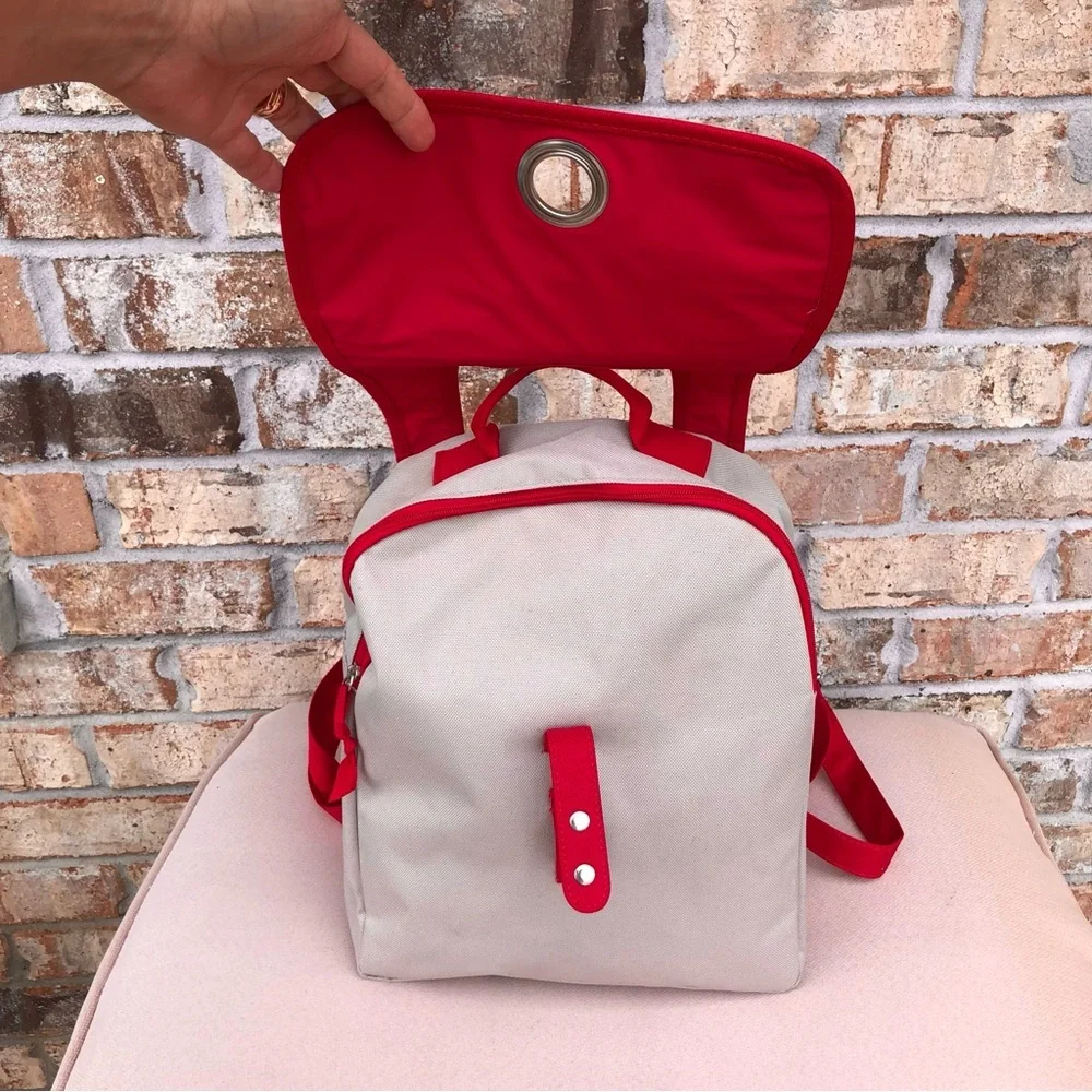 Tommy Hilfiger Red‎ Tan Medium Size Snap/ Zipper Closure Women's Backpack